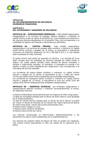¿Cuáles son los seguros obligatorios por ley en Bolivia?
