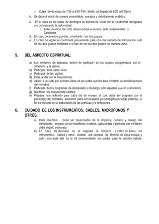 Requisitos para el Ministerio de Alabanza Y Adoracion Bolivia