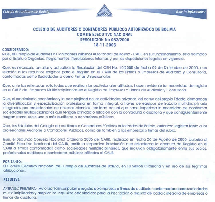 Requisitos para Inscribirse Al Colegio de Auditores de Bolivia