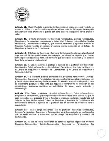 Requisitos para Inscribirse Al Colegio de Bioquimica Y Farmacia Bolivia