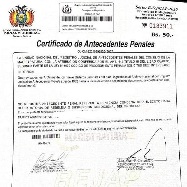 ¿Cómo sacar Antecedentes Penales en Bolivia 2023?